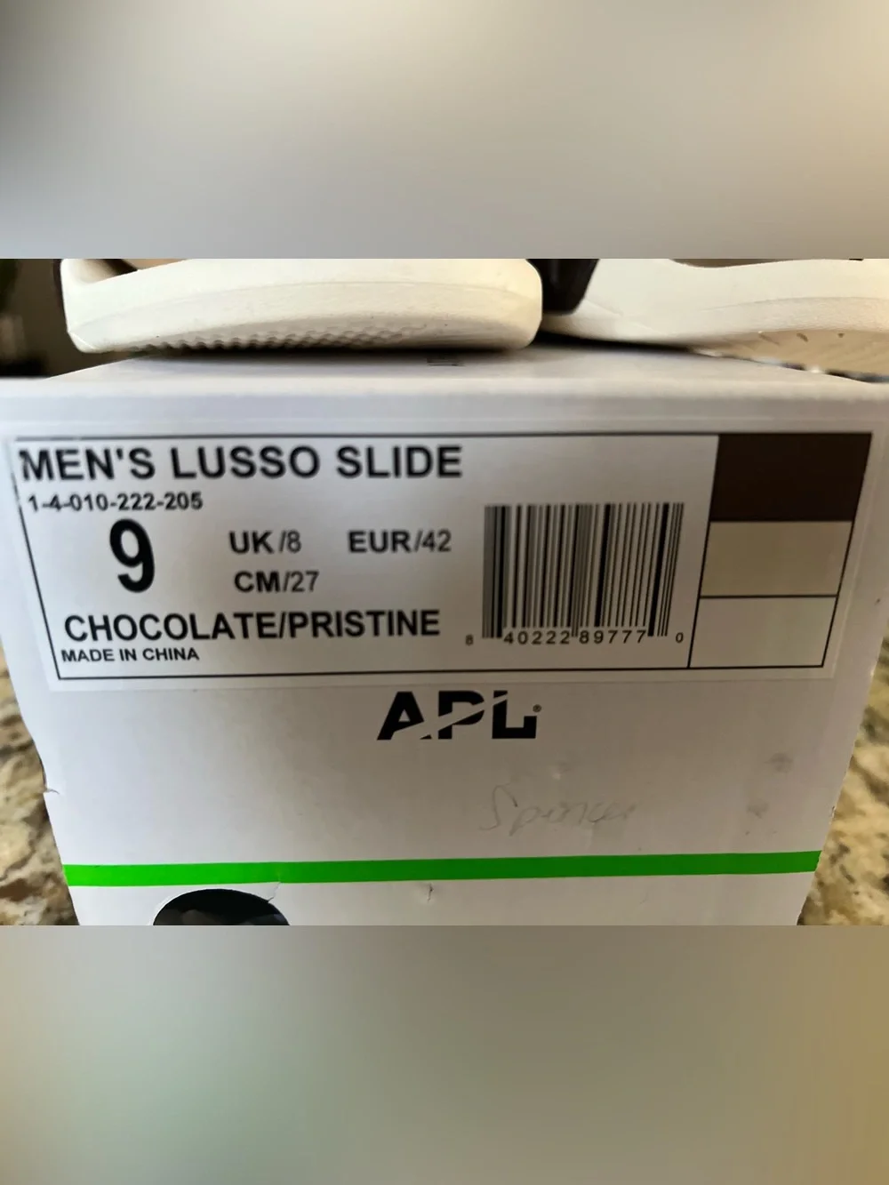 APL Athletic Propulsion Labs Men's Lusso Slide in Chocolate/Pristine
